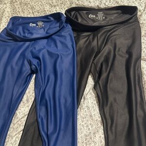 ZYIA Blue and Black Performance Leggings Duo